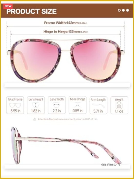 Polarized Sunglasses with Acetate Frame, UV400 Protection, Mirrored Lenses main image 4